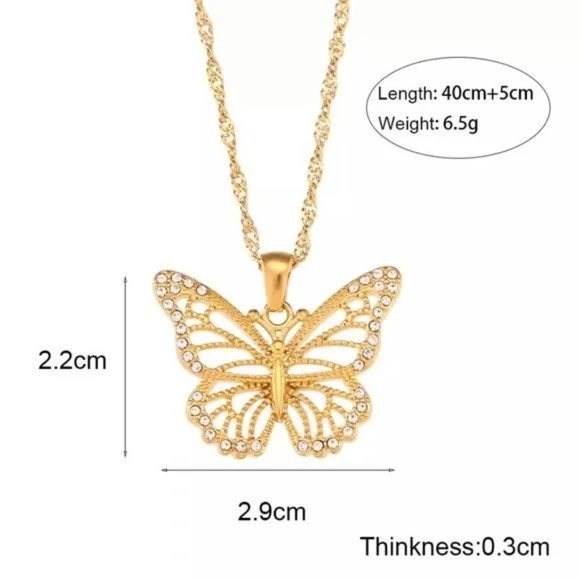 New Butterfly 18K Gold Hollow Out Pendant Necklace, NICE NECKLACE, CUTE NECKLACE - Picture 6 of 6